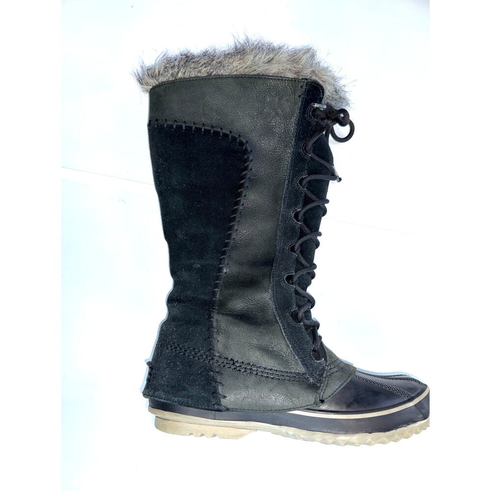 SOREL Sz 7 Joan of Arctic Leather Suede Faux Fur Waterproof Winter Boots